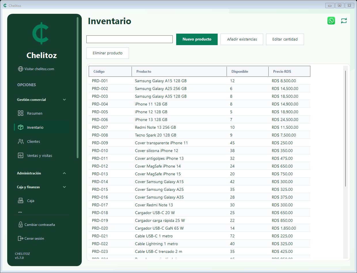 Inventario de tecnología en Chelitoz